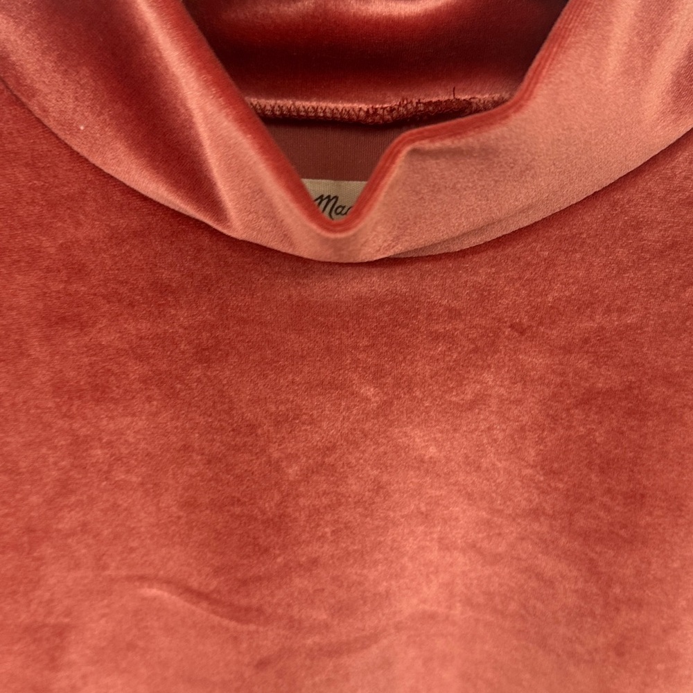 Madewell burnt orange mock neck velvet short sleeve Small - Picture 4 of 5